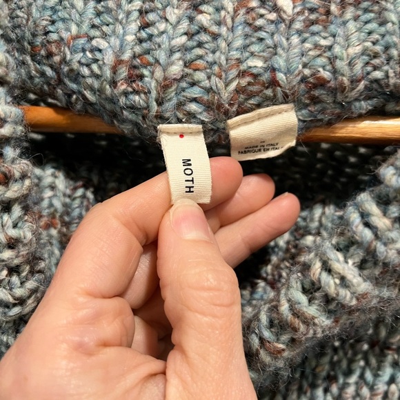 Anthropologie Moth Light Blue Chunky Knit Alpaca Wool Blend Mock Neck Sweater S - Picture 6 of 8